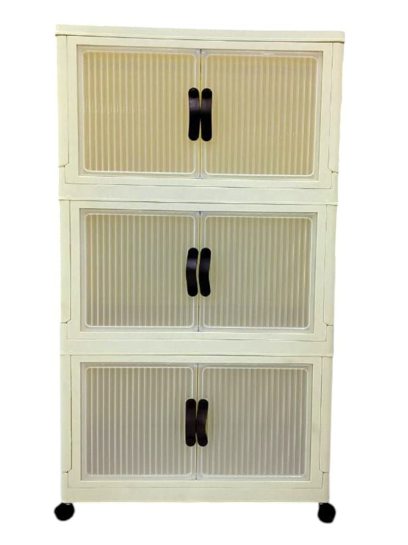 Khurshid Plastics Fantasia Plastic 3 Shelves Wardrobe from Khurshid Plast Plastics - Cream - Image 1